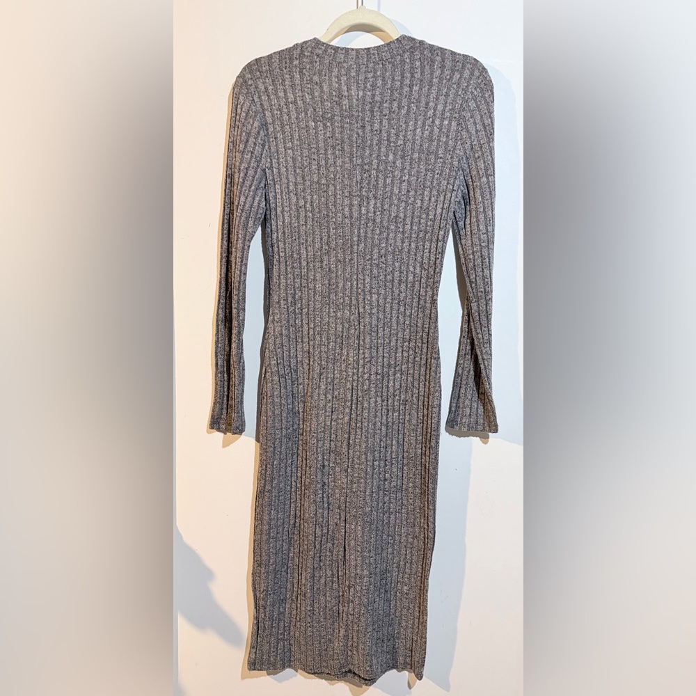 Gray Ribbed Knit Dress - Picture 2 of 2